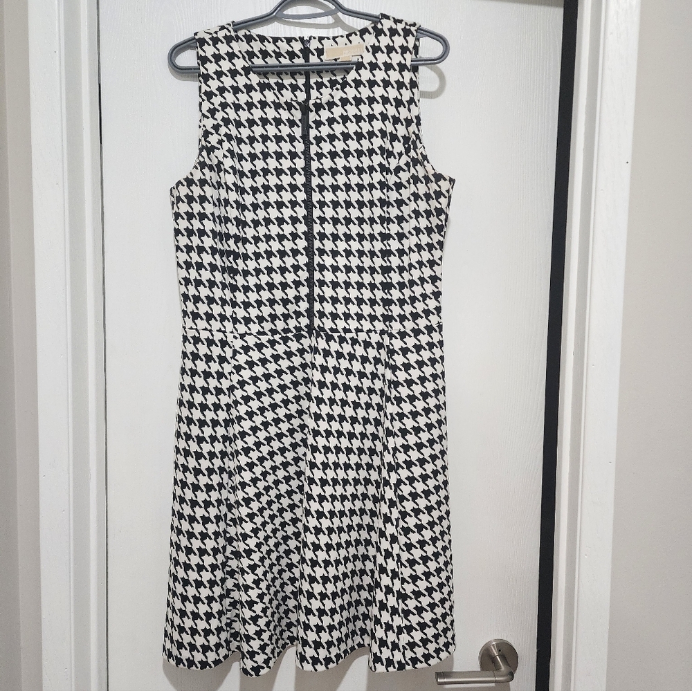 Michael Kors Black and White Houndstooth Dress